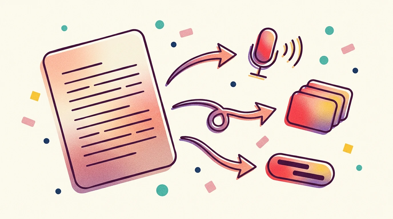 Script to Video turns one input :  your text :  into narration, b-roll, and captions.